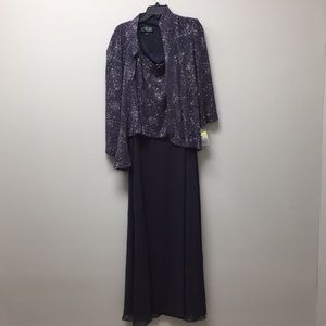 Alex Evenings Formal Glitter Jacquard Jacket Dress